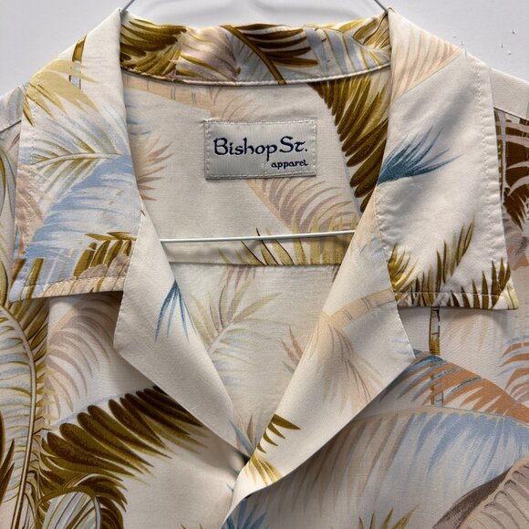 Bishop St. Rayon Hawaiian Shirt M Palm Frond Tropical Print - Picture 3 of 7